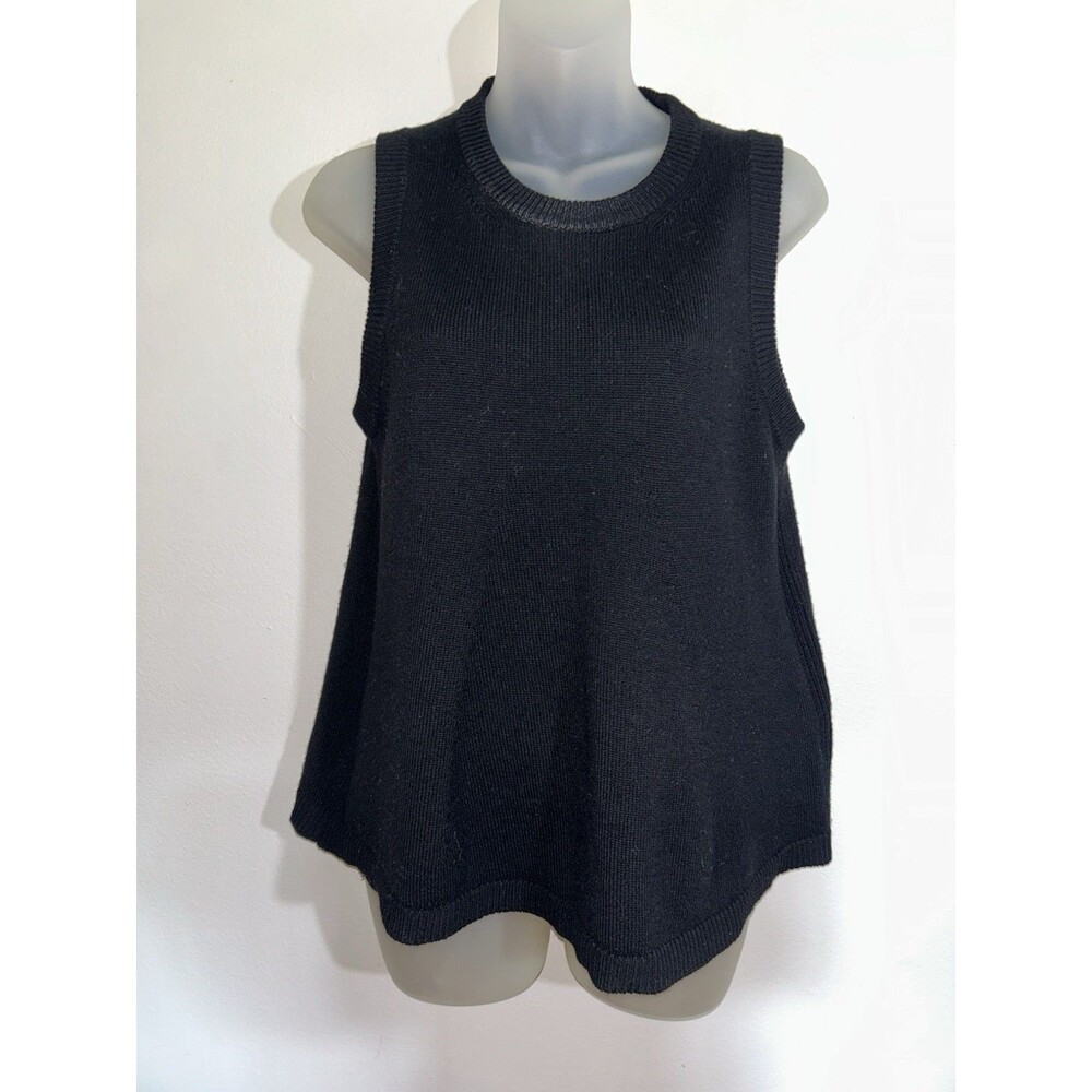 ME+EM Thick Heavy Knit Lambswool Sweater Vest Black Sleeveless Tank Top Sz S